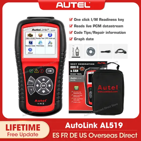 Autel AutoLink AL519 Vehicle OBDII/EOBD Code Reader One-Click I/M Readiness Key, Turns off Check Engine Light