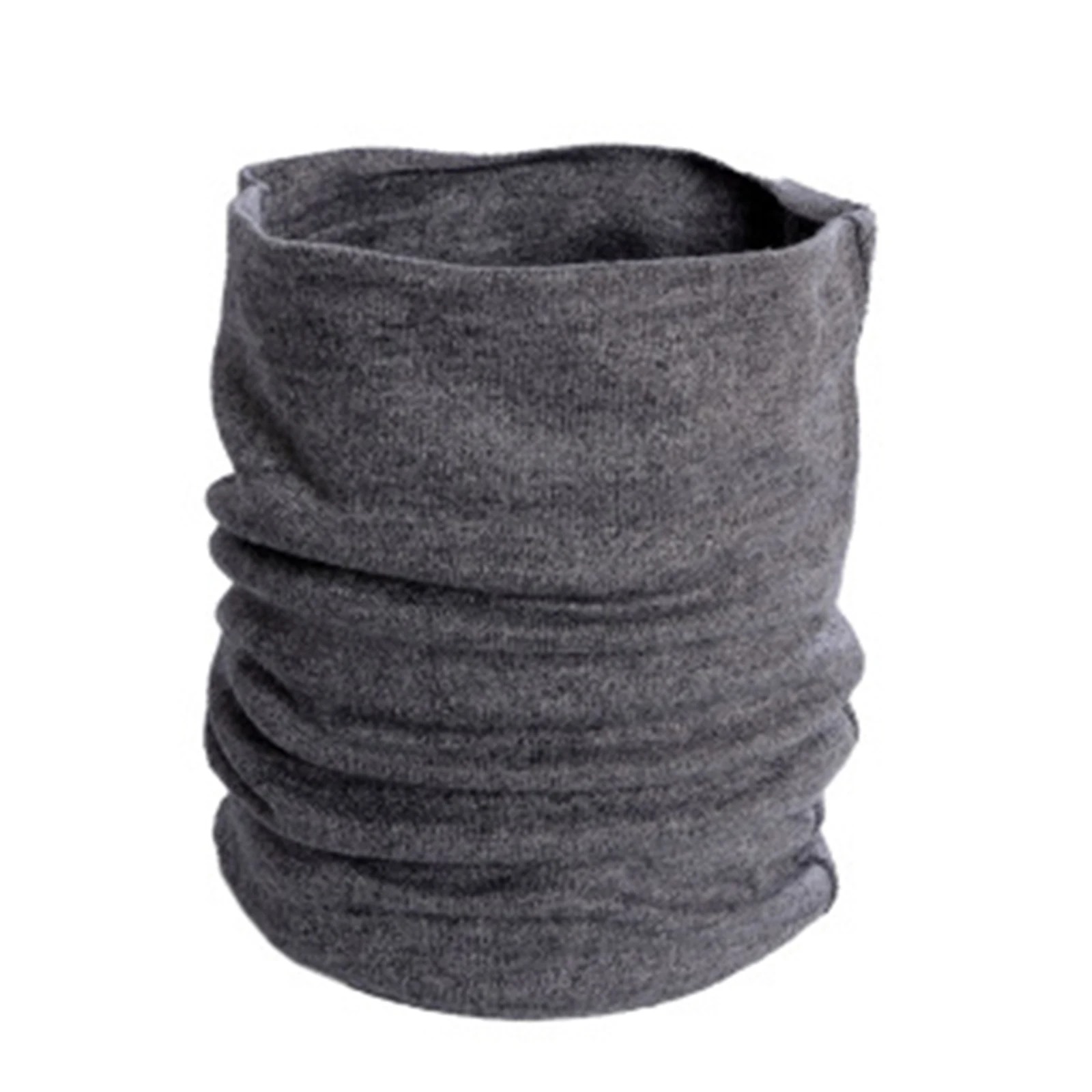 Winter Neck Warmer Gaiter Soft Cotton Lined Pure Color Knit Circle Scarf Windproof For Women Men