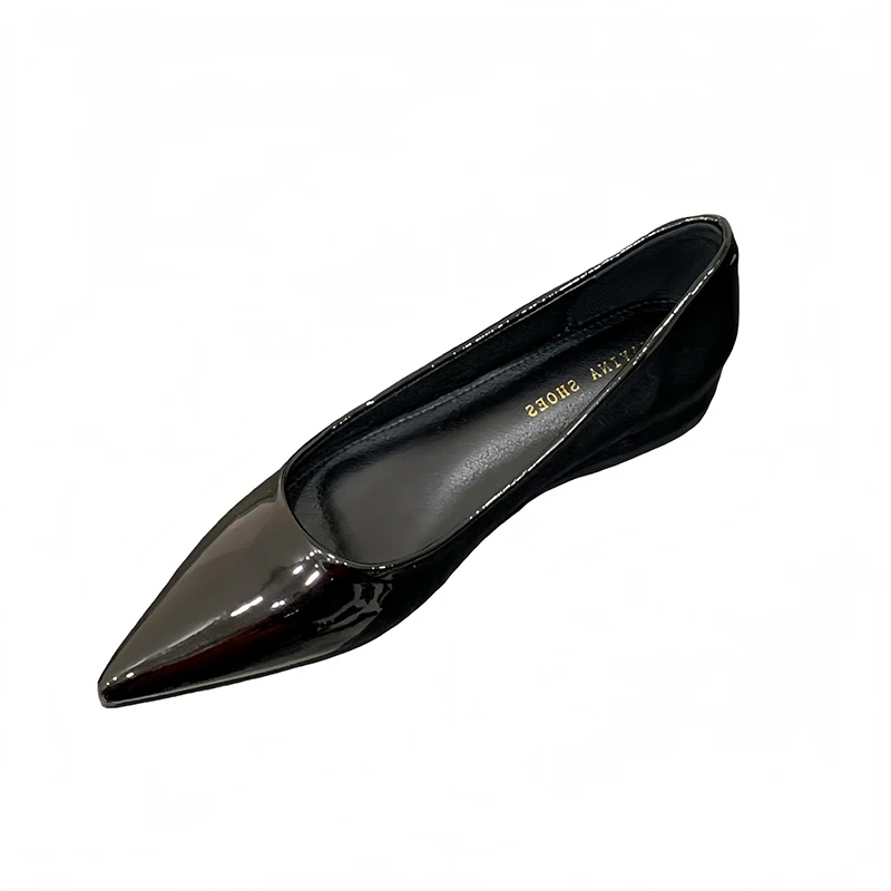 

Ladies Office Shoes 3cm Low Heels Patent Leather Pionted Toe Burgundy Shoes Comfort Woman Wedges Heels