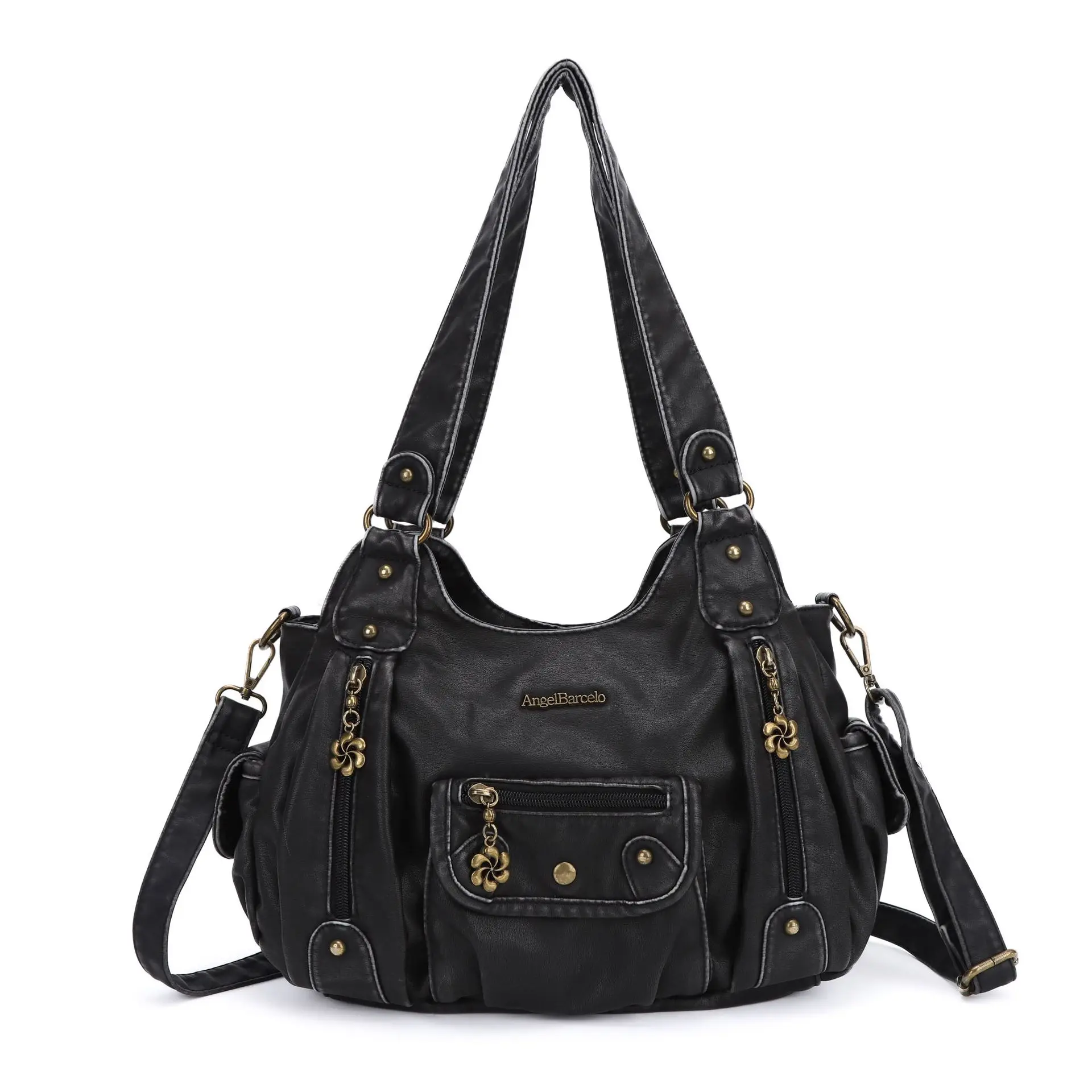 

Women Handbags Satchel Top-handle Vintage PU Shoulder Bag 12.5”x4.4” Dumpling Pack Multi-pockets Shoulder Bags Wellet