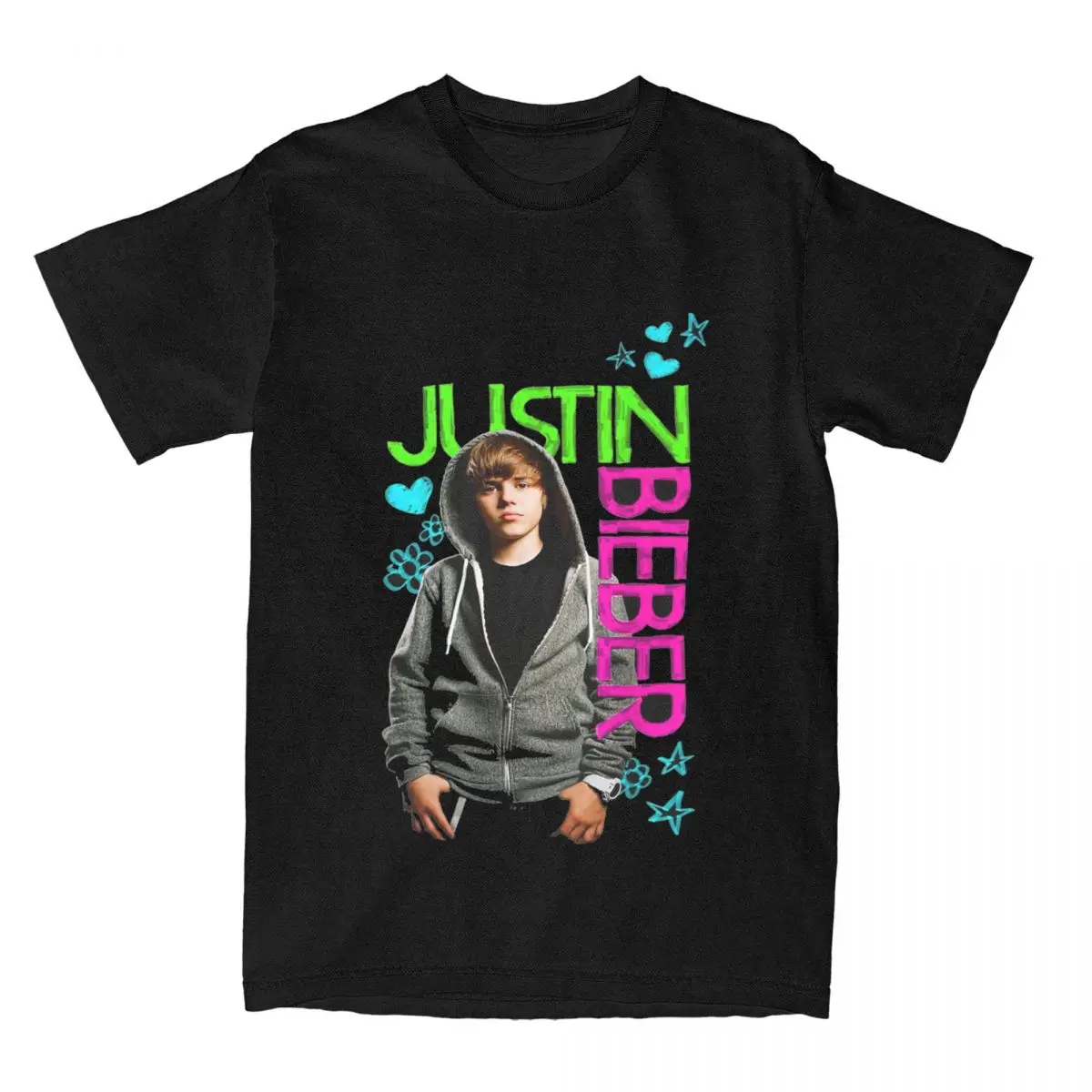 Official Justin Bieber Black Merch T-Shirt Men Women Funny 100% Cotton Graphic Printing Clothing