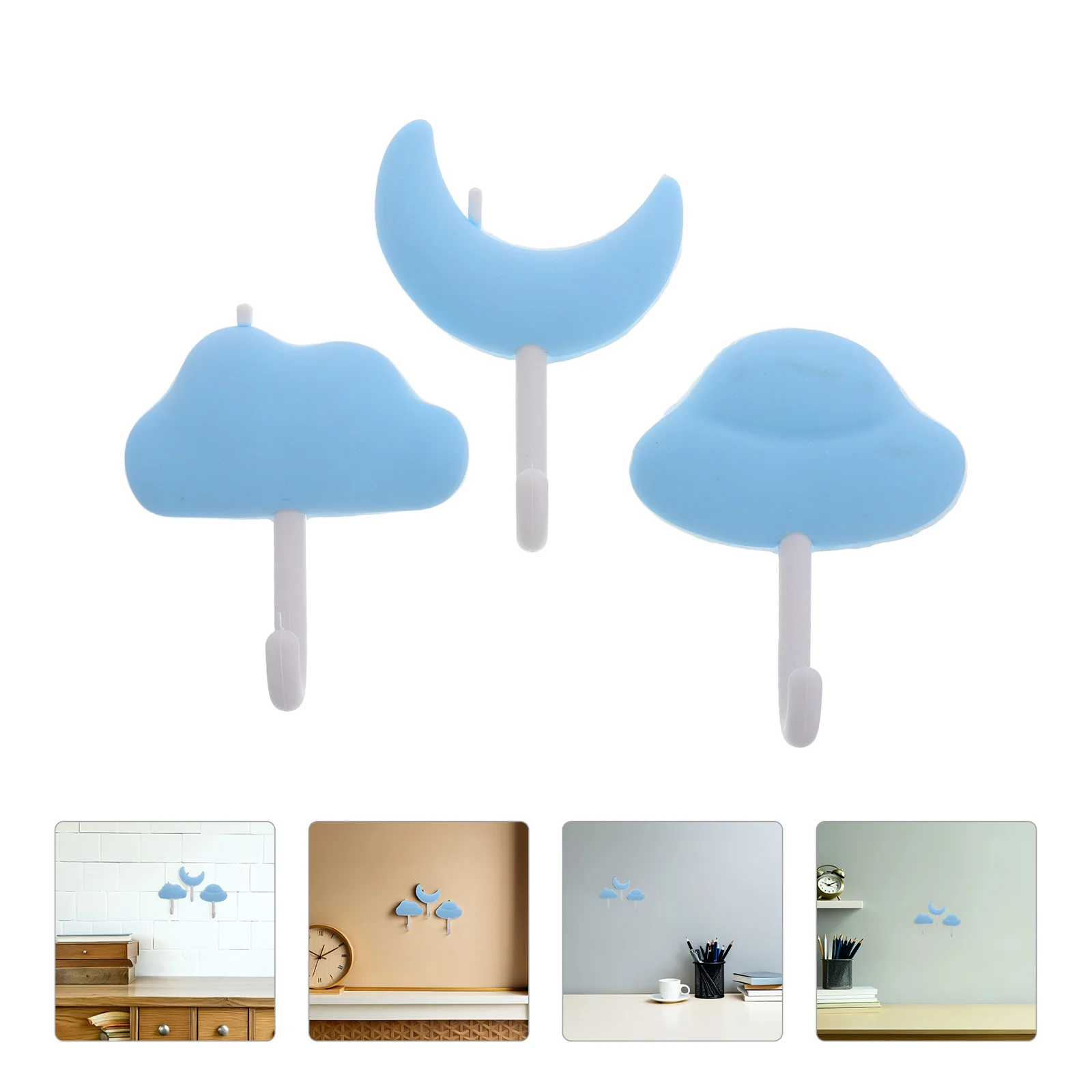 3pcs Wall Mounted Silicone Hooks College Dorm Self Adhesive Hooks Multi Function Storage Hooks For Towels Keys And More