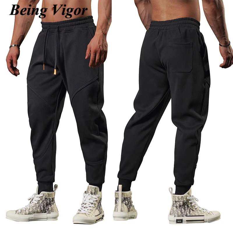 

Being Vigor Cotton Men's Sweat Pants Slim Leisure Joggers Sport Trekking Pants Solid Cargo Pants Long Trousers pantalones hombre