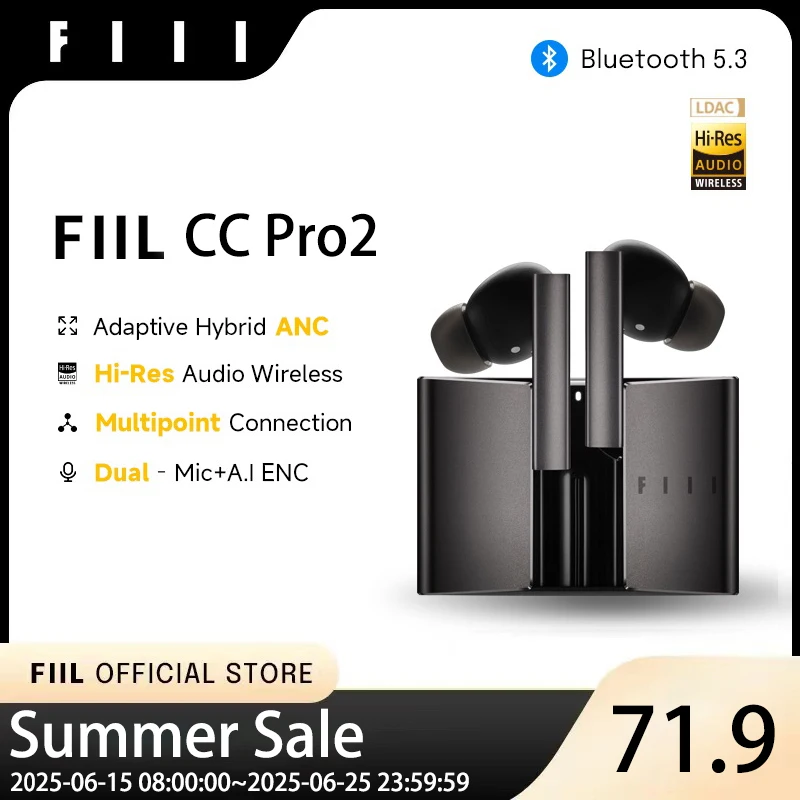 Fiil cc pro2 globale version drahtlose bluetooth 5,3 tws ohrhörer 42db anc maf™Rausch unterdrückung kopfhörer Dual Mic ai enc Kopfhörer