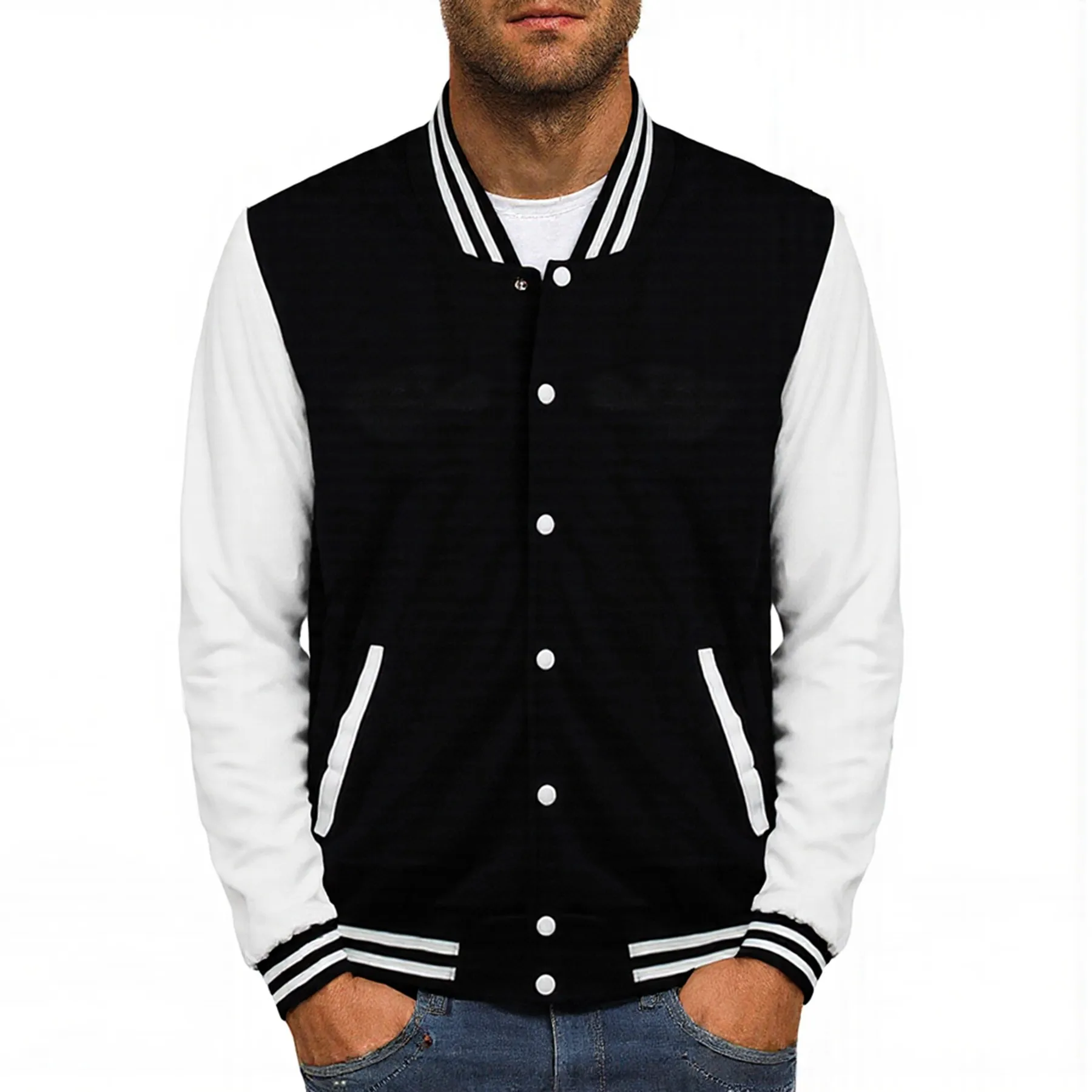 

High Street Fashion Man Baseball Uniform Solid Casual Veste Sport Warm Clothes Comfy Loose Tops Autumn Winter Baseball Jersey