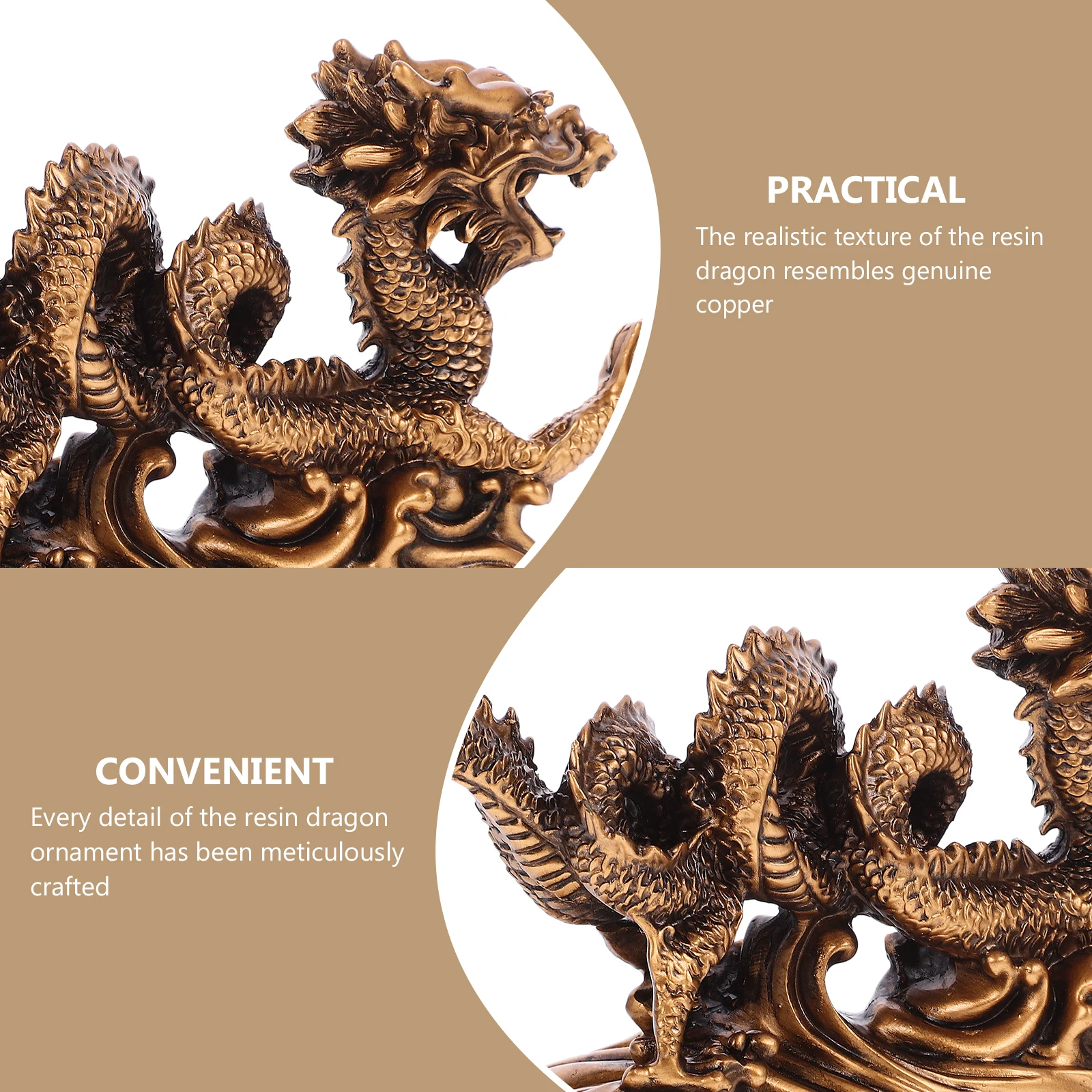 

Imitation Copper Dragon Ornaments Decor Crafts Statue Mini Figurines Resin Desk Accessories Office