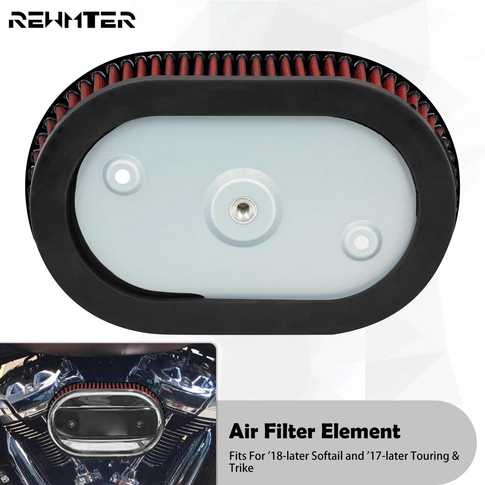 Motorcycle Air Filter Element Air Cleaner Inner Replacement For Harley Touring FLHT FLHX FLHR 17-Up Softail FXBR FLHC FXBB 18-Up