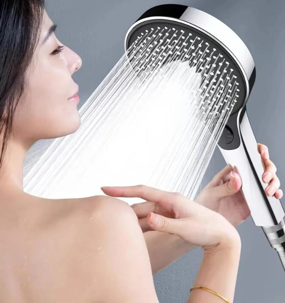 

Big Panel Massage Spa Pressurized Shower Head 3 Modes High Pressure Water Saving Spray Nozzle Shower Faucet Bathroom Accessories