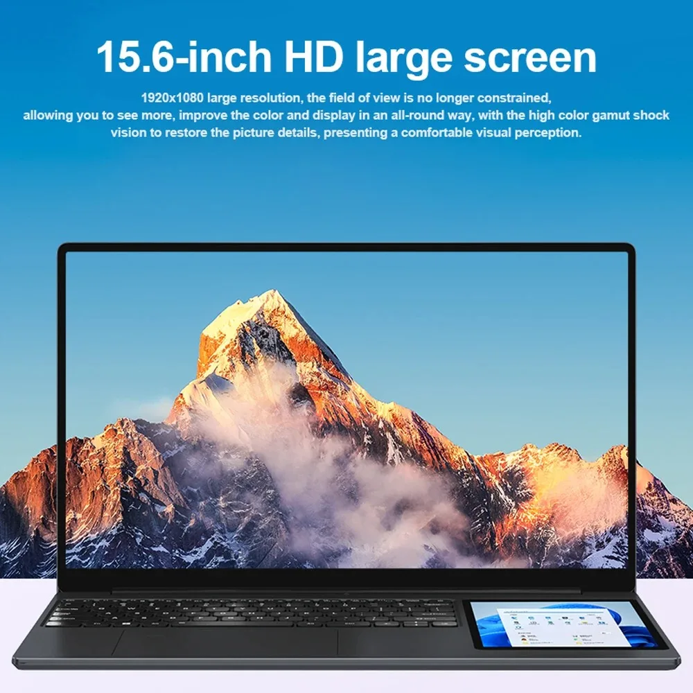 CRELANDER Intel laptop 15.6 "+7" Touch Screen 32GB RAM 1TB SSD teclado retroiluminado Windows 11 Notebook Computador de tela dupla Laptop