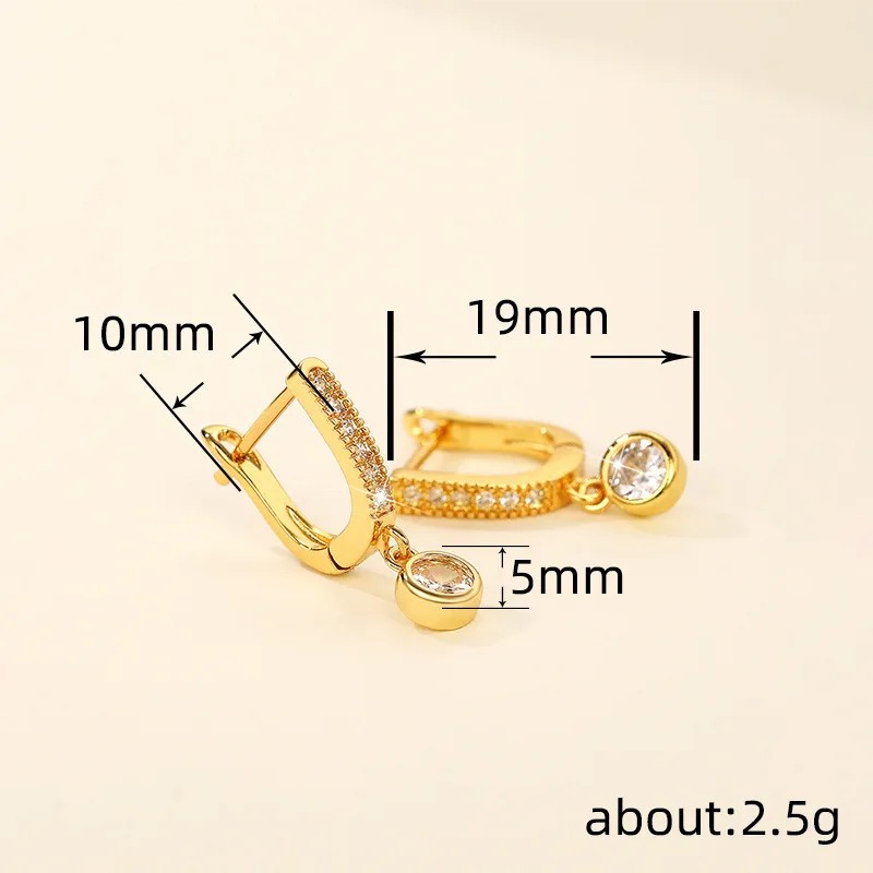 Huitan Simple Disc Dangle Earrings for Women Inlaid CZ Stone Fashion Female Accessories Versatile Daily Wearable Jewelry