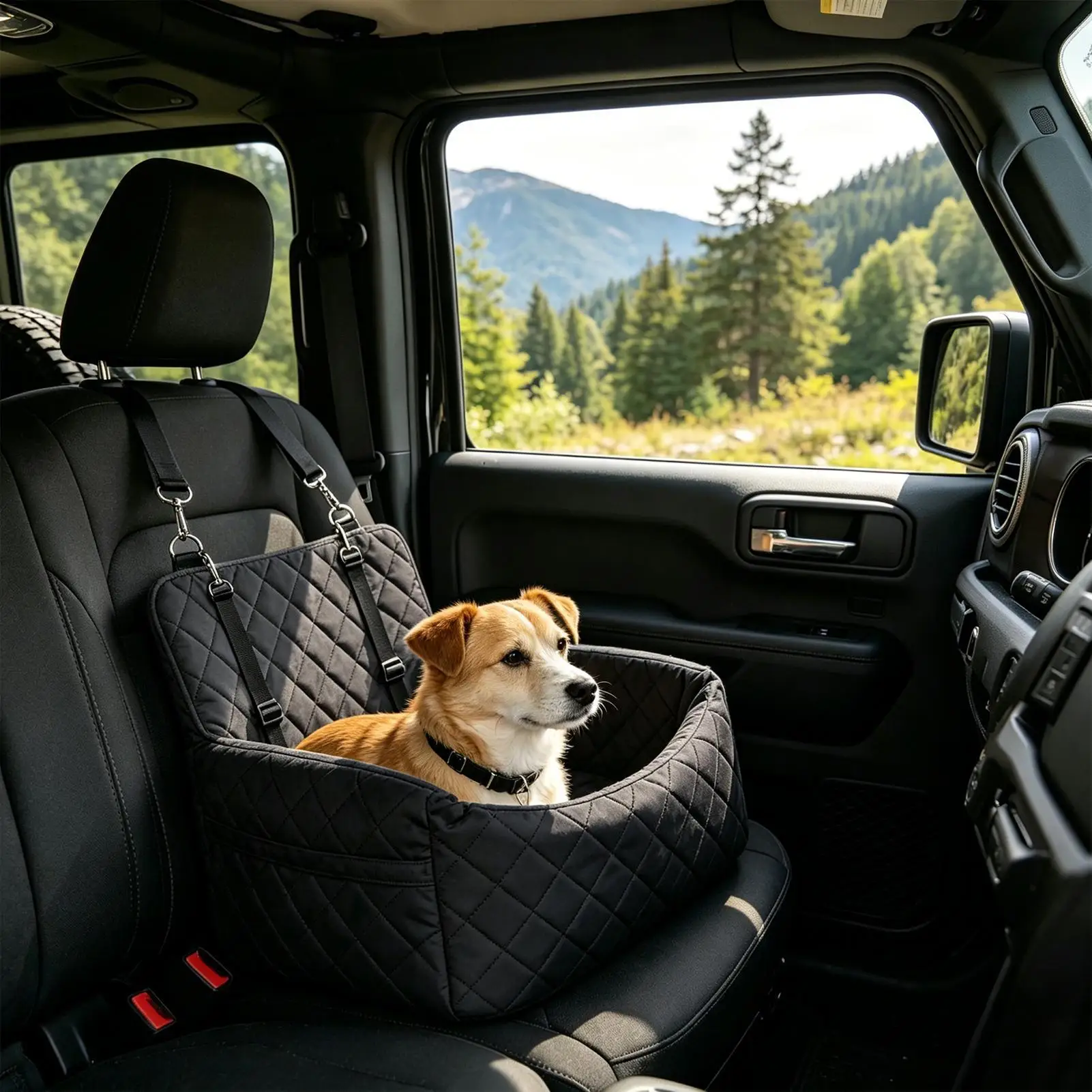 Car Seat For Small Dogs Non-Slip Washable Plush All-Weather Detachable Car Seat For Puppies For Truck Sedan Pickup RV Family