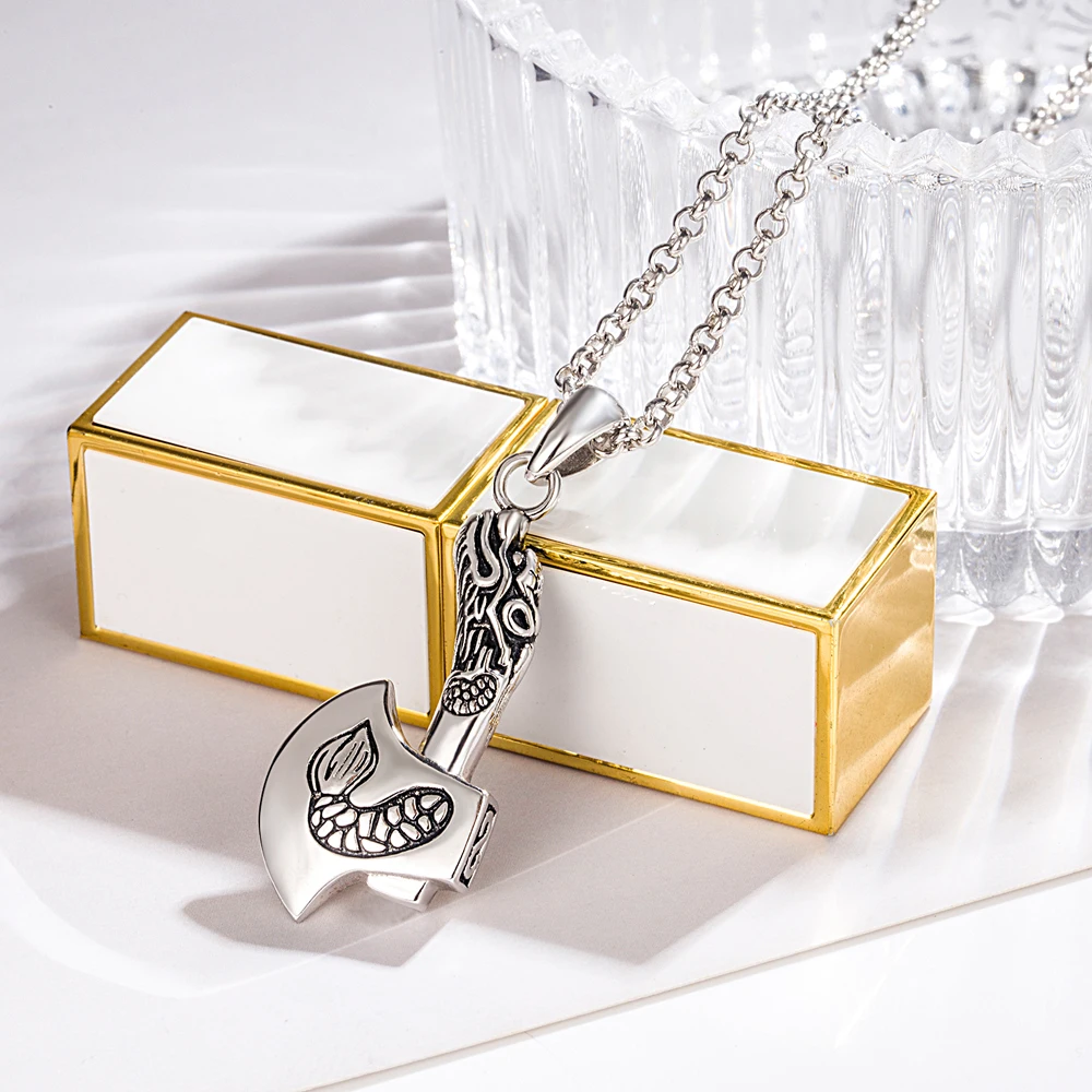 

925 Silver Axe Amulet Pendant Hip Hop Vintage Chain Necklace Fashion Jewelry Personalized Gift for Men And Women