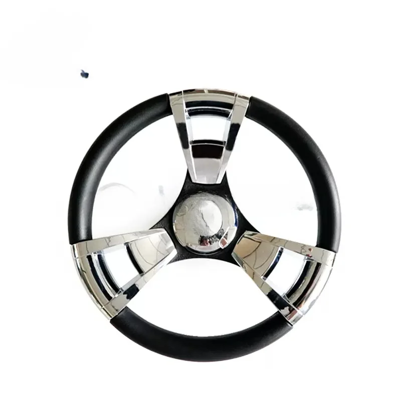 Cross-Border Hot Yacht Steering Wheel Italy Imported Bright Silver Matte Silver Handle Steering Wheel Fishing Boat Speedboat