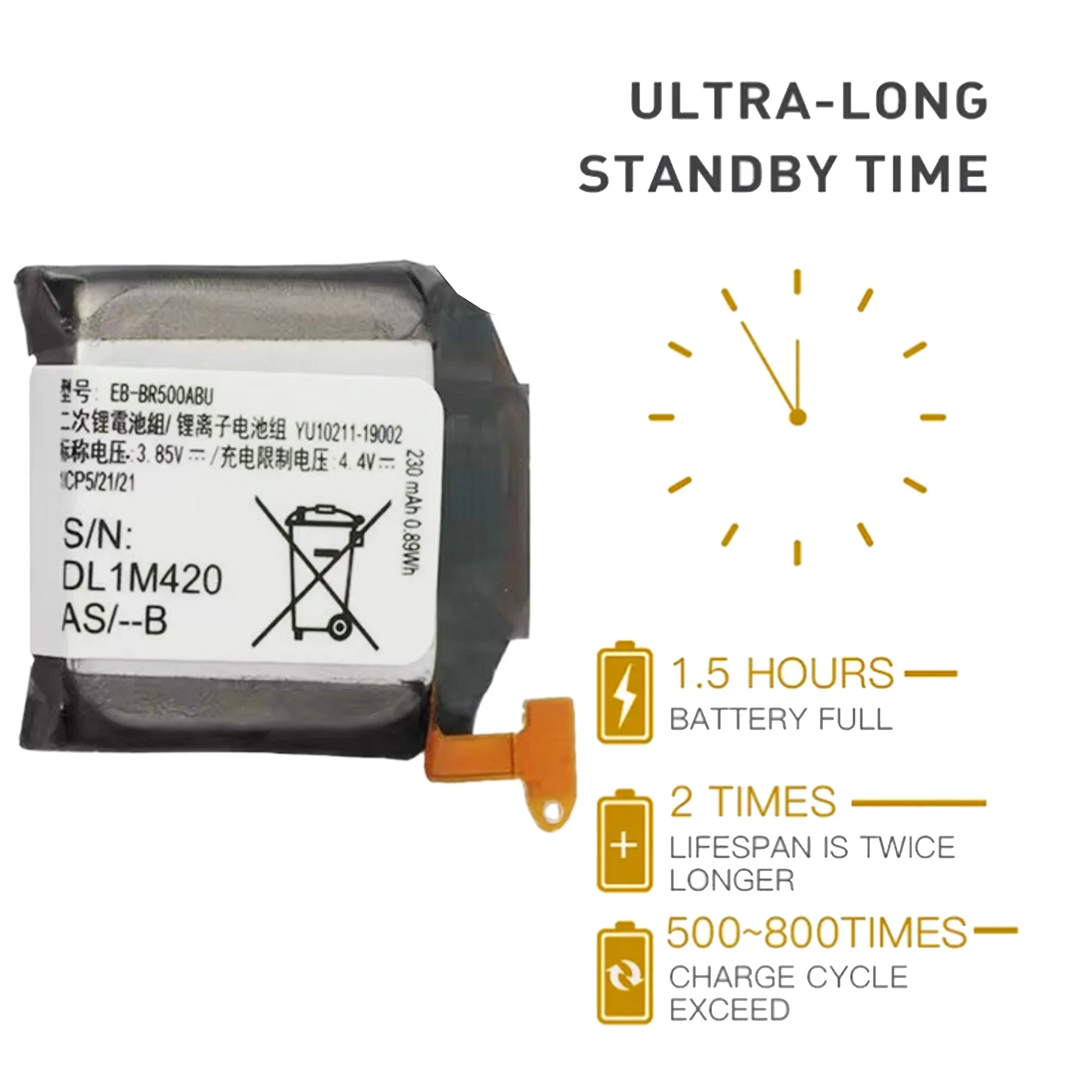 100%  Watch Battery EB-BR500ABU For Samsung Galaxy Watch Active SM-R500 236mAh With Tools