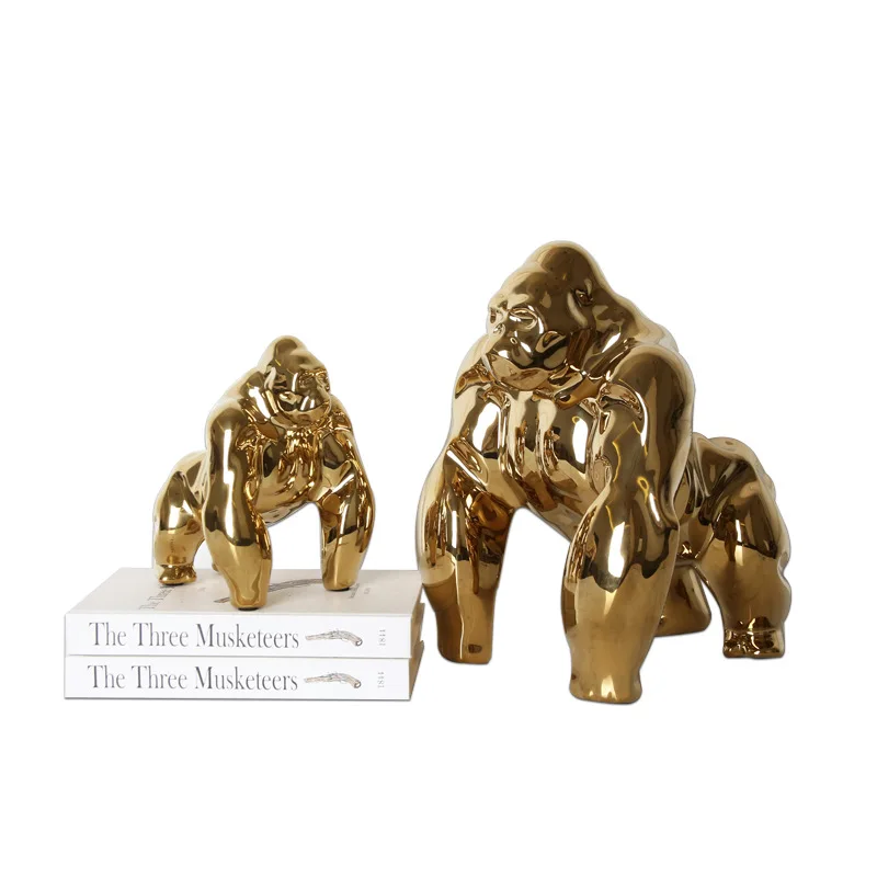 European Ceramic Figurines Creativity Orangutan Decorative Living Room TV Cabinet Home Decoration Modern Ornaments