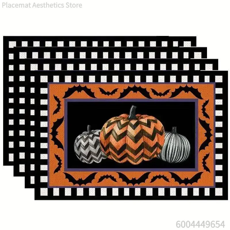 Halloween Pumpkin Bat Print Super Absorbent Drying Mat Waterproof Kitchen Counter Drain Pad Decor Placemat