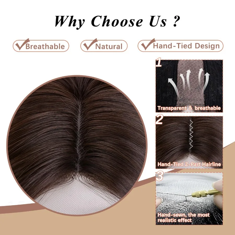 باروكات بنية قصيرة مموجة للنساء، باروكة بوب مموجة مقاس 18 بوصة مع الجزء الأوسط من الدانتيل الأمامي لخط الشعر الطبيعي والحفلات اليومية #6