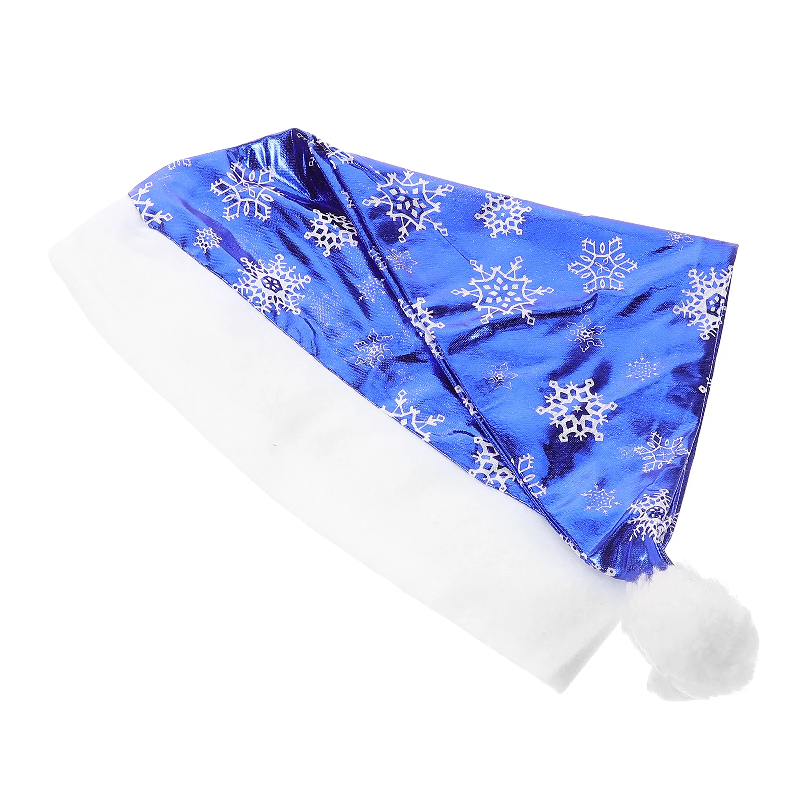 

4Pcs Blue Snowflake Christmas Hat Shiny Fabric Unisex Santa Headdress for Family Party Decoration Christmas Santa Hat