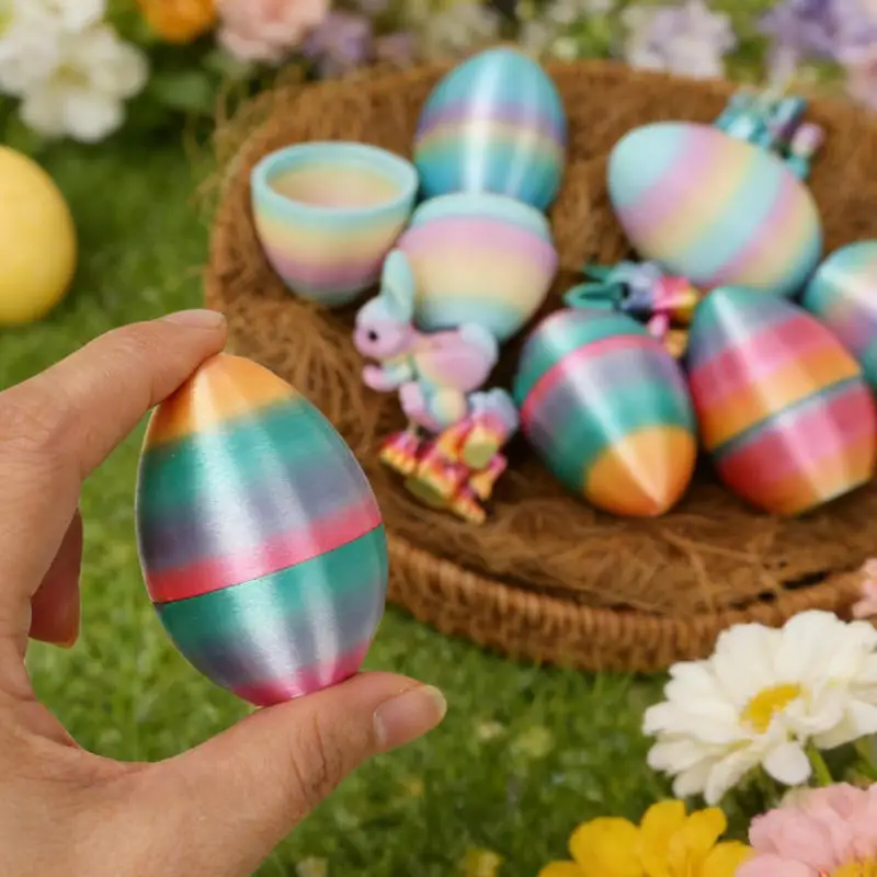 4 szt. Zestaw Jajek Króliczych Drukowanych w 3D Dekoracje Wielkanocne Rękodzieło Prezenty dla Dzieci Stojaki do Przechowywania Impreza Wesołych Świąt Wielkanocnych Prezent dla Dzieci