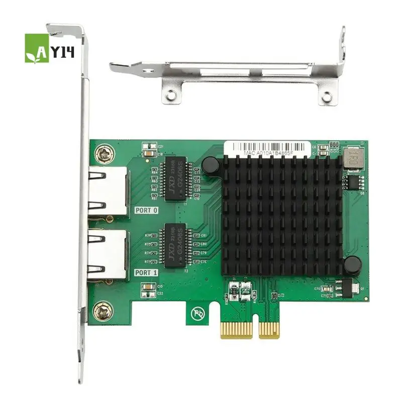 

AY14 -I350-T2 PCIE X1 Gigabit Ethernet Network Card Dual RJ45 Server Internal NIC 10/100/1000Mbps For Desktop PC
