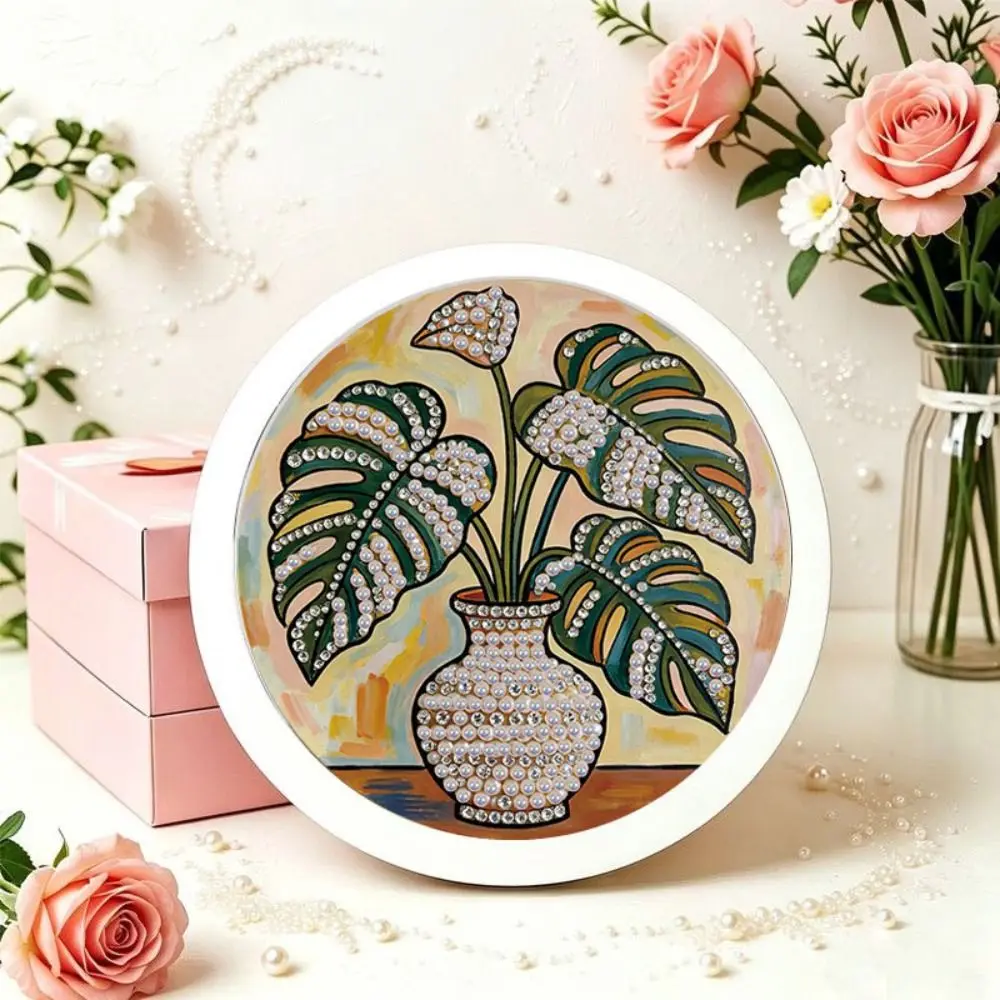 Whale Round Shape Pearl Painting Hand-Pasted 20cm DIY Painting Material Pack Flower Self-Adhesive Paintings Bedroom Decorative