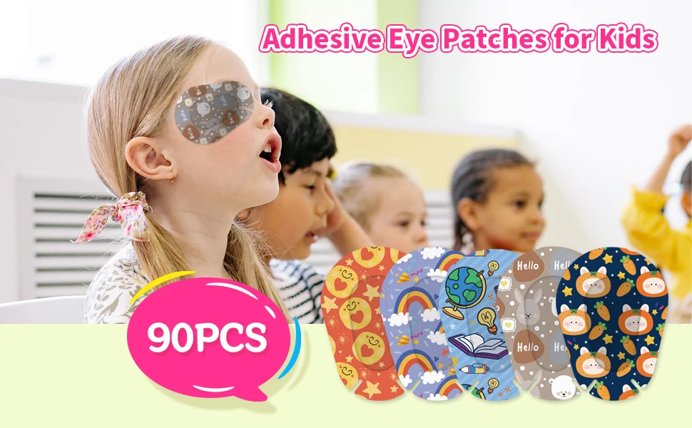 NEW 90PCS Kids Eye Patch Cartoon Stickers, Amblyopia Training Vision Aid, Adhesive Eye Cover for Adult Children Sight Care Pads