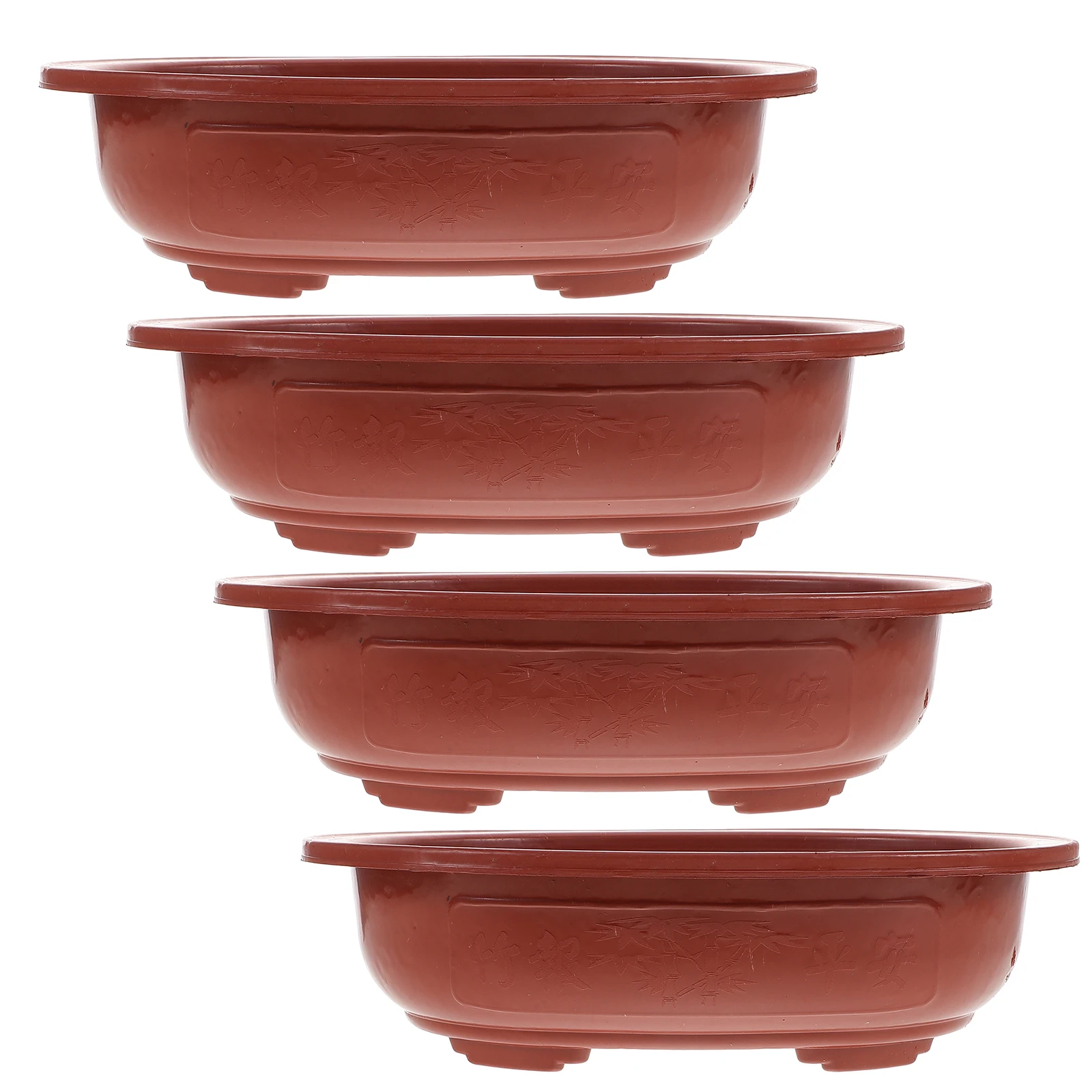 Vaso de flores grosso, 4 unidades, grande bandeja quadrada de bonsai, vasos de plantio de plástico para decoração de varanda de jardim interno, recipientes suculentos