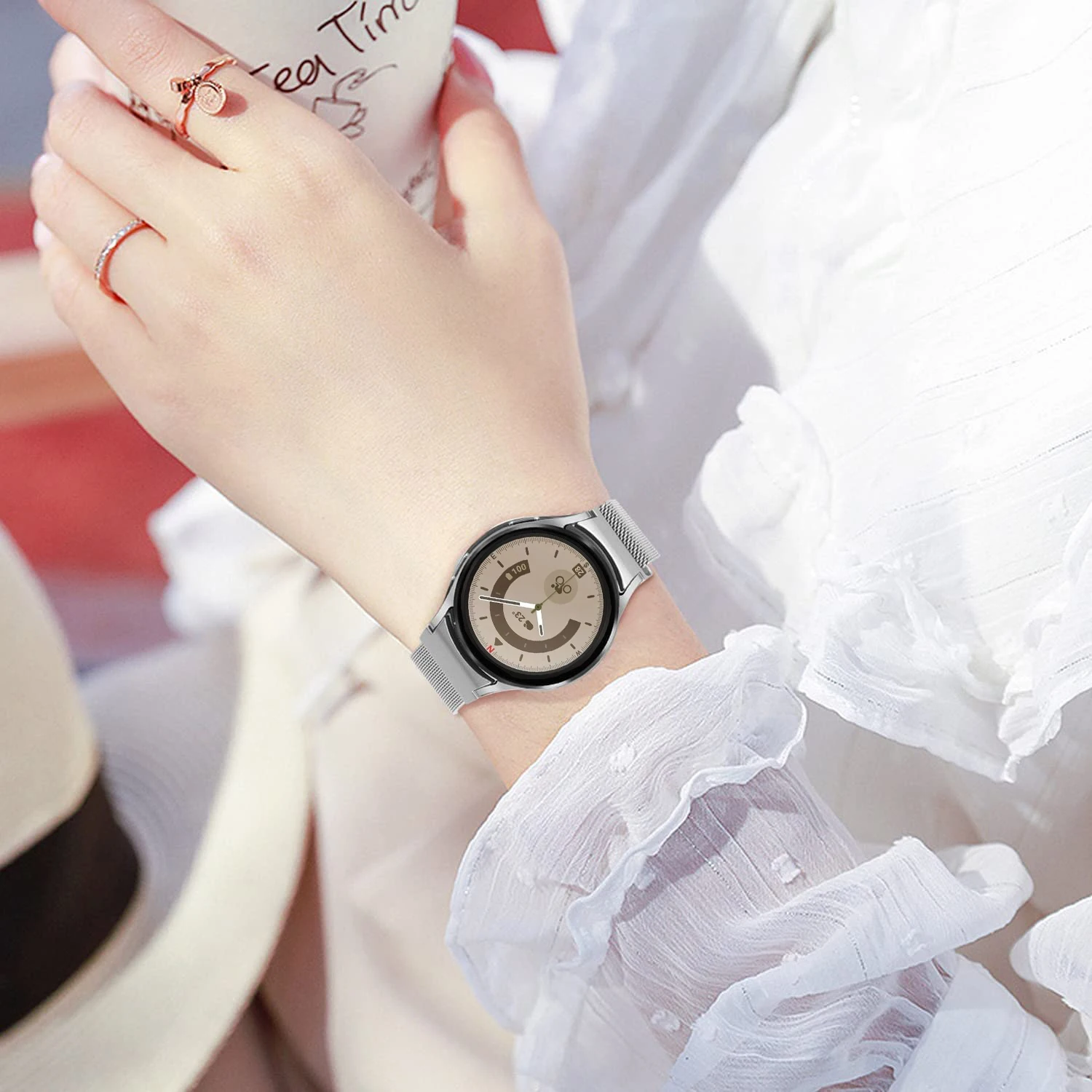 Ремешок для Samsung Galaxy Watch 5/4/4 Classic 44 мм 40 мм 46 мм 42 мм без зазоров Металлический миланский браслет Galaxy Watch 5 pro 45 мм Ремешок