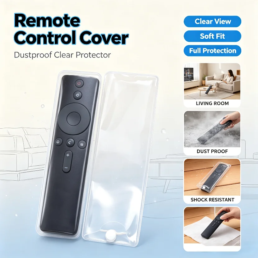 Universal Transparent Remote Control Cover Dustproof Waterproof Wear-Resistant for Home TV Air Conditioning Set-Top Box