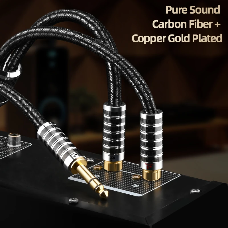 Cavo HiFi da 6,35 mm a 2RCA OCC e argento placcato 1/4 pollici 6,35 TRS Spina stereo a 2RCA maschio Cavo audio amplificatore professionale