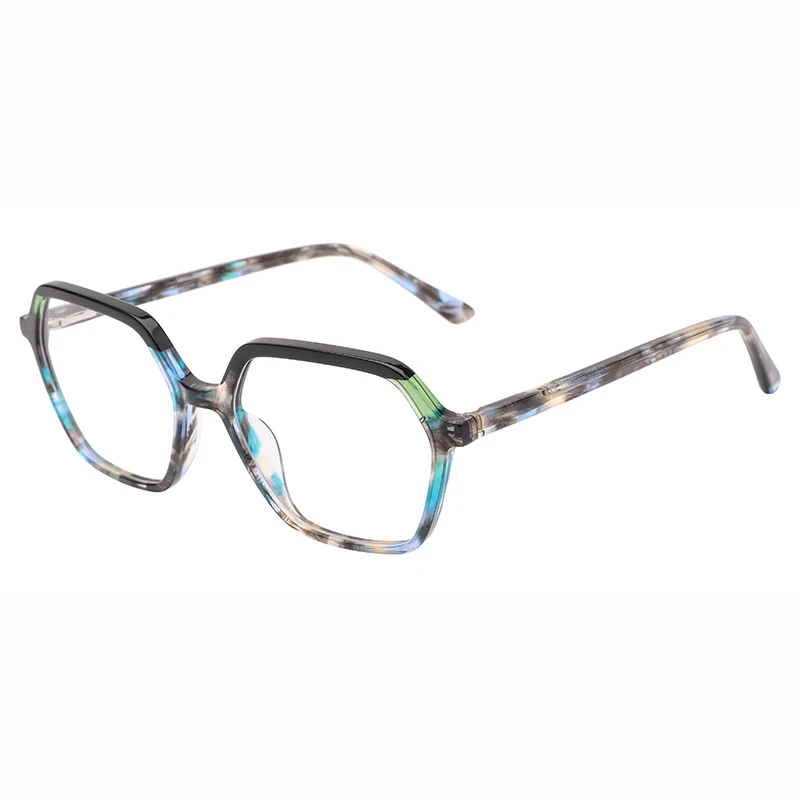 Kirka Female Eyewear Acetate Flat Cat Eye Crystal Laminating Frames Crystal Wide Temples Glasses Myopia Optic GlassesWD4304