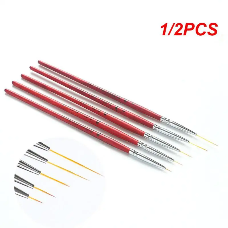 1/2PCS Portable Nail Pen Redwood Pole Colored Drawing Line Pen Multifunction Nail Enhancement Pen Beauty Smooth