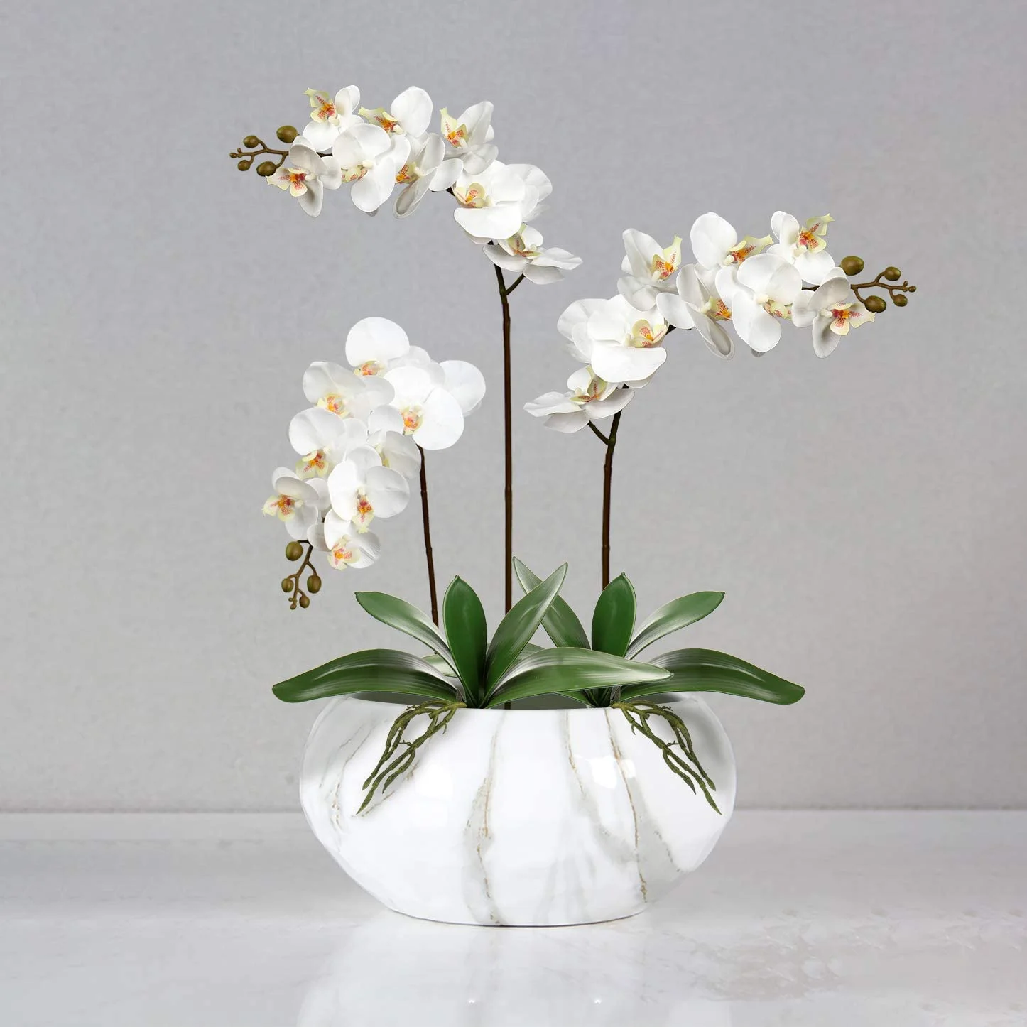 Artificial Phalaenopsis Leaves Real Latex Touch Plants Arrangement Fake Orchid Leaves Green Real Touch Latex-2pcs