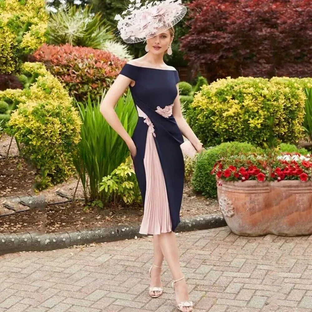 

Formal 2-Piece Mother Of The Bride Dresses With Jacket A-Line Pleated Wedding Guest Dresses Women Appliques