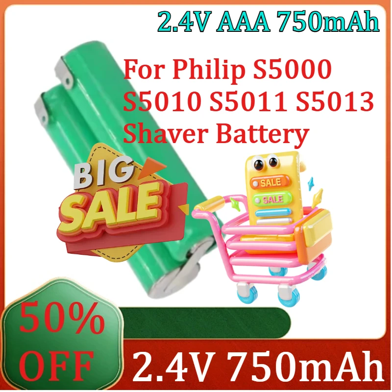 

For Philip S5000 S5010 S5011 S5013 Shaver Battery New 2.4V AAA 750mAh 4.2*2.0cm Shaver High Quality Battery