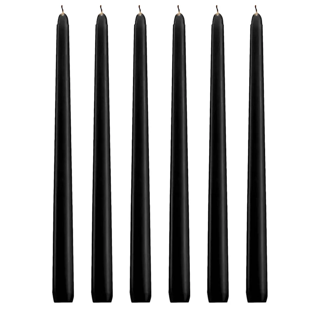 6 Pcs Wedding Paraffin with Cotton Wick Dinner Party Candlesticks Decor Black Taper Bulk