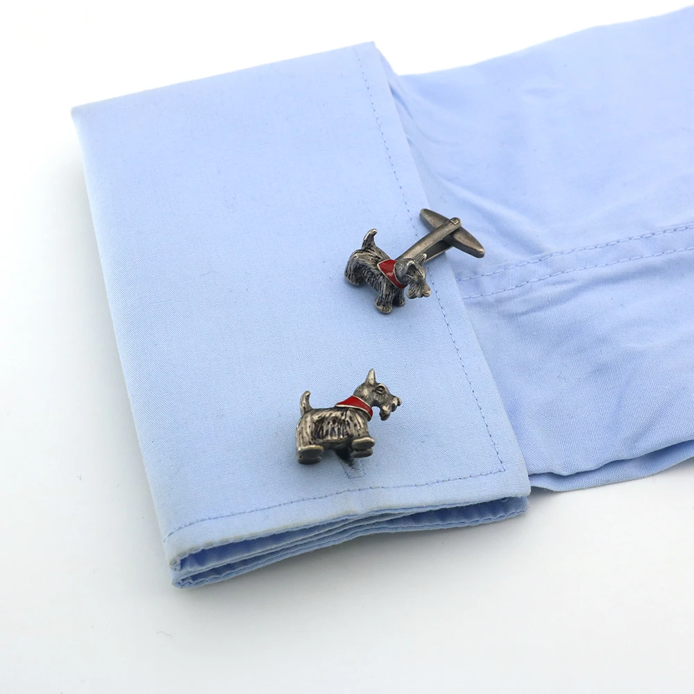 Men\'s Scottish Terrier Cuff Links Vintage Color Pet Dog Design Quality Copper Material Fashion Cufflinks Wholesale & Retail