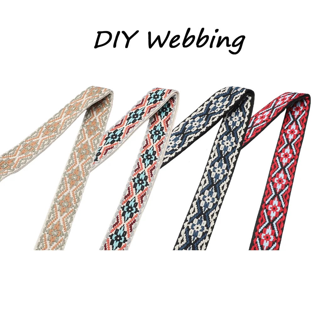 5/10/20/50yards 38mm Jacquard Webbing Precision Weaving Ethnic Comfortable Fabrics Guitar Belt Crafts For Belt Bag Accessories