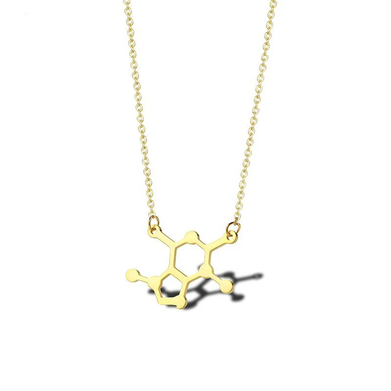 Fashion Molecule Necklaces Serotonin Chemistry Geometric Pendant Necklace Minimalist Jewelry Gift For Girls Women