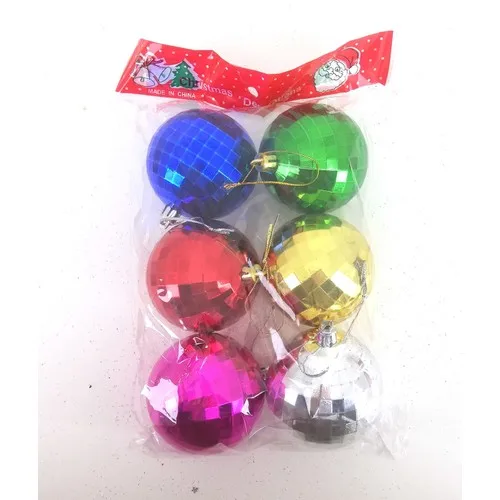 Young Digital Print Christmas Tree Ornament Disco Balls 6 Pcs (7 Cm)