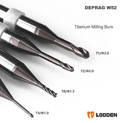 DEPRAG W52 dentystyczne wiertła do szlifowania metalowych tytanowych wierteł do frezowania T1/T2/T4/T8/T15/T16/T17 laboratorium dentystyczne narzędzia do gridowingu