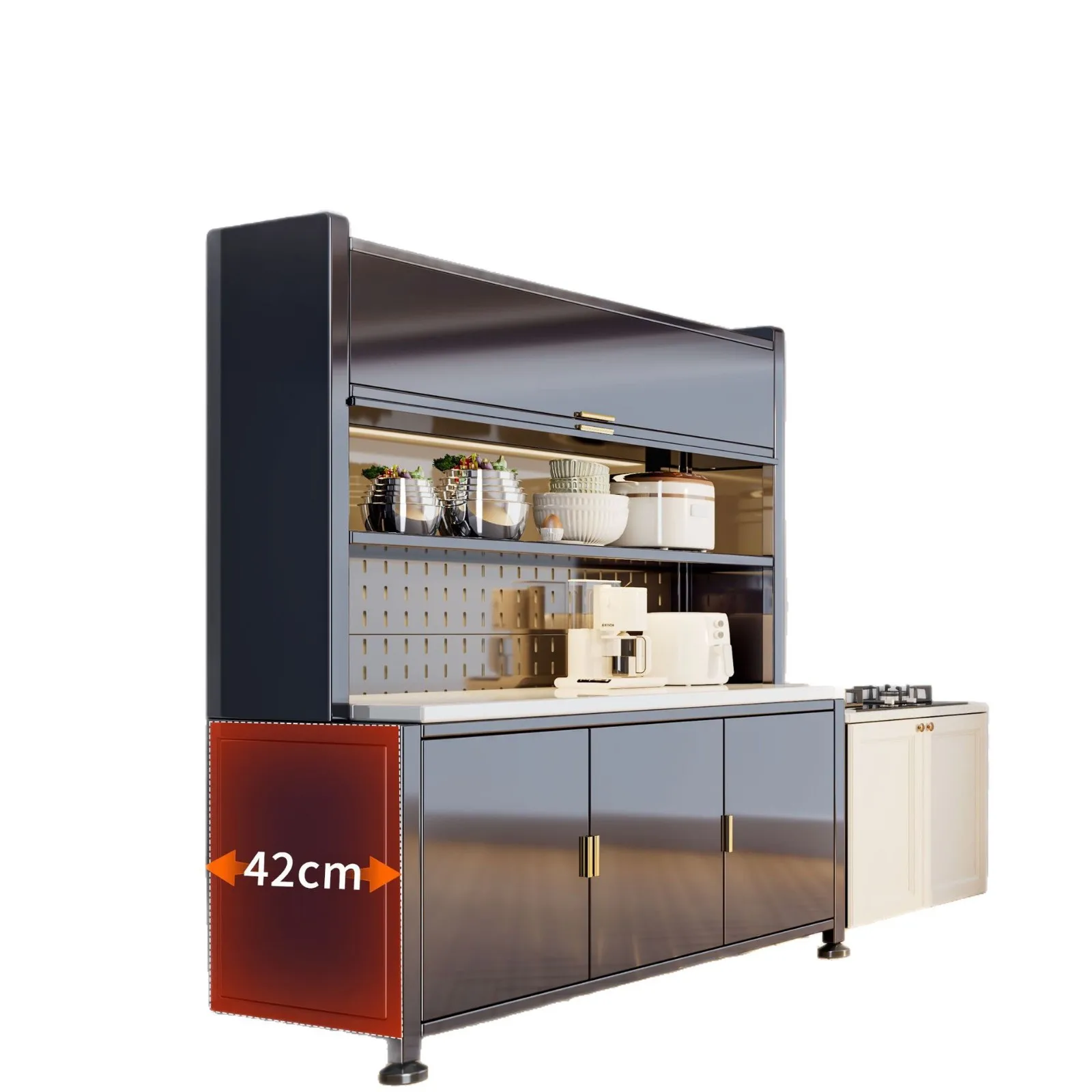 Kitchen slate dustproof dining side locker multi-layer microwave oven storage cupboard multi-function cupboard