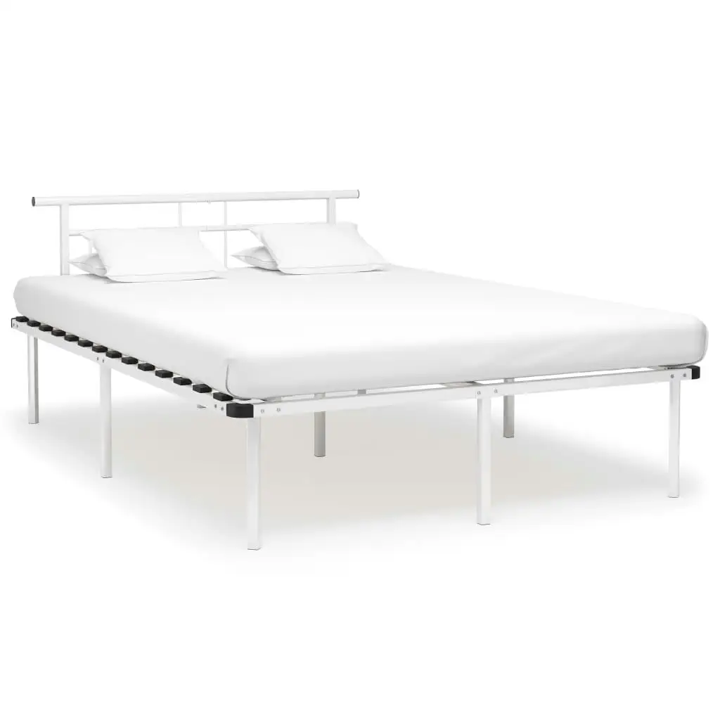 Bed Frame without Mattress for White Metal 140x200cm