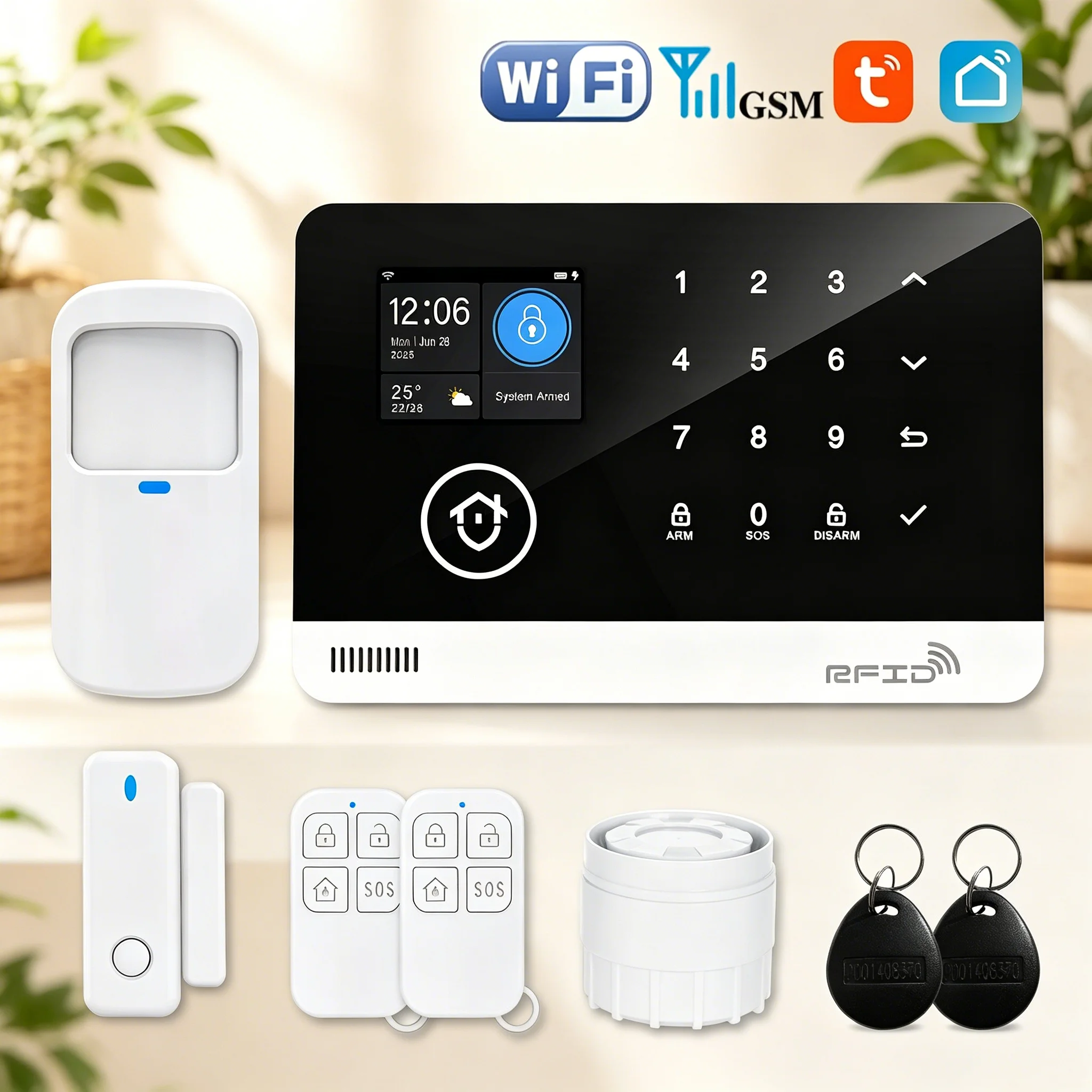 

Tugard WiFi GSM Dual Network Alarm System, Home Security, APP Control, Door Window Sensor Full Protection Set