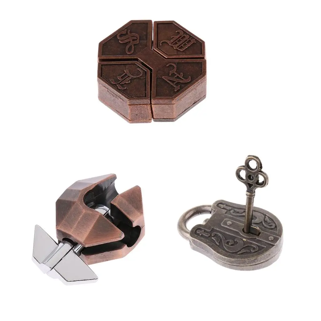 3 Brain Teasers Disentanglement Puzzle Educational Toy, Game Challenge for Kids Children Teens or Adults