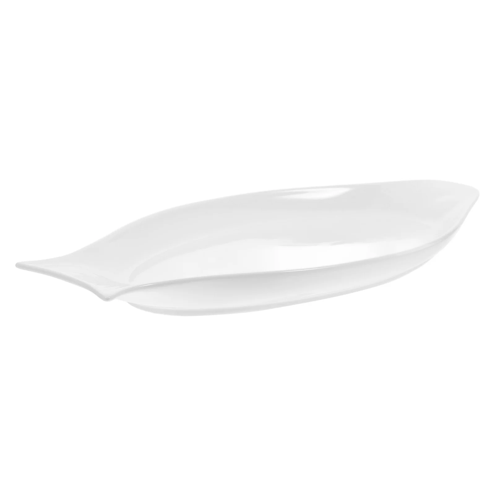 

1Pcs Pure White Ceramic Fish Shaped Plate 16 Inch Oval for Grill Meat Sushi Roll Serving Pure White Plate
