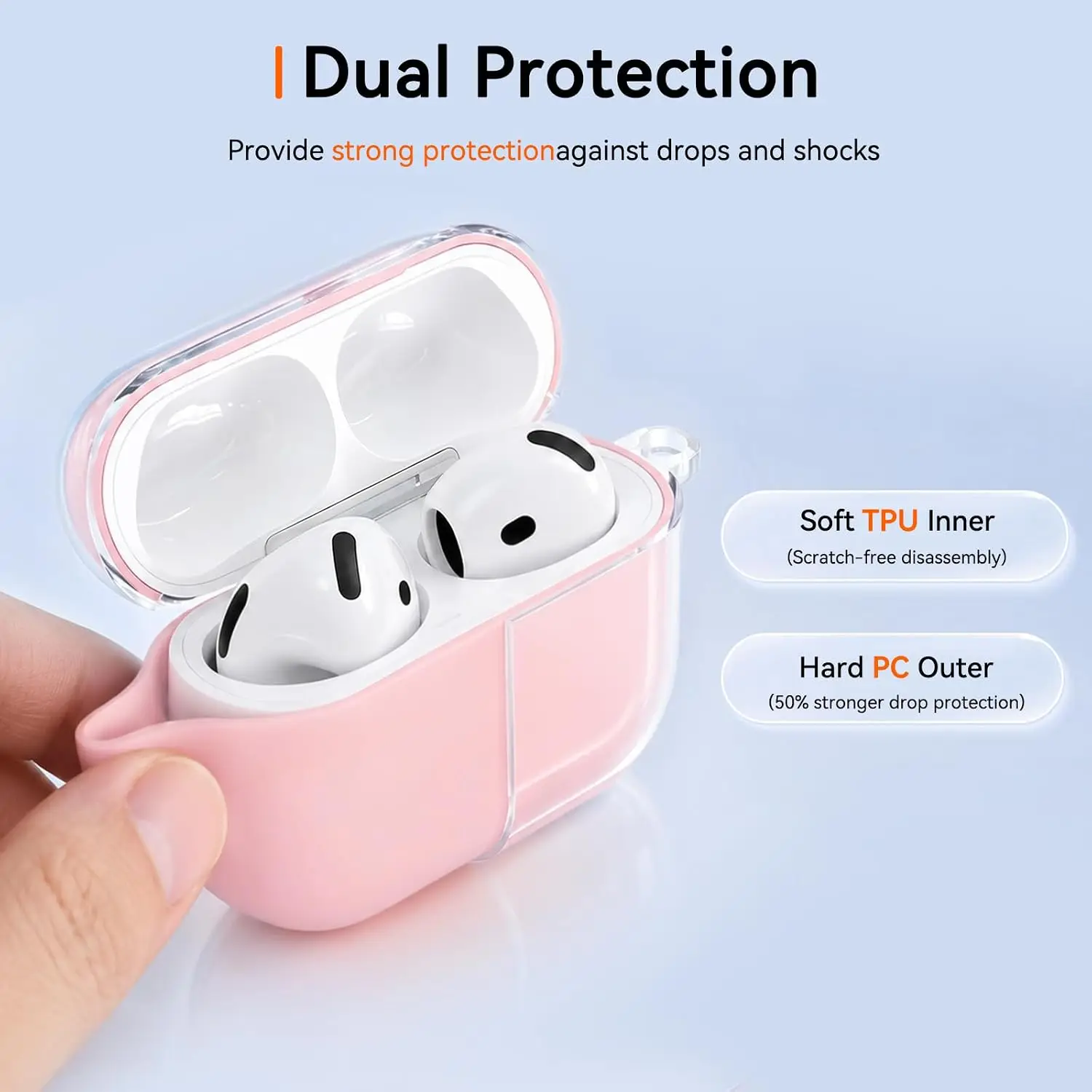New Case For AirPods 5/For AirPods 4 Dual Layer Cover Semi Hard Silicone+PC Case Accessories with Keychain for AirPods 5/4/Pro 3