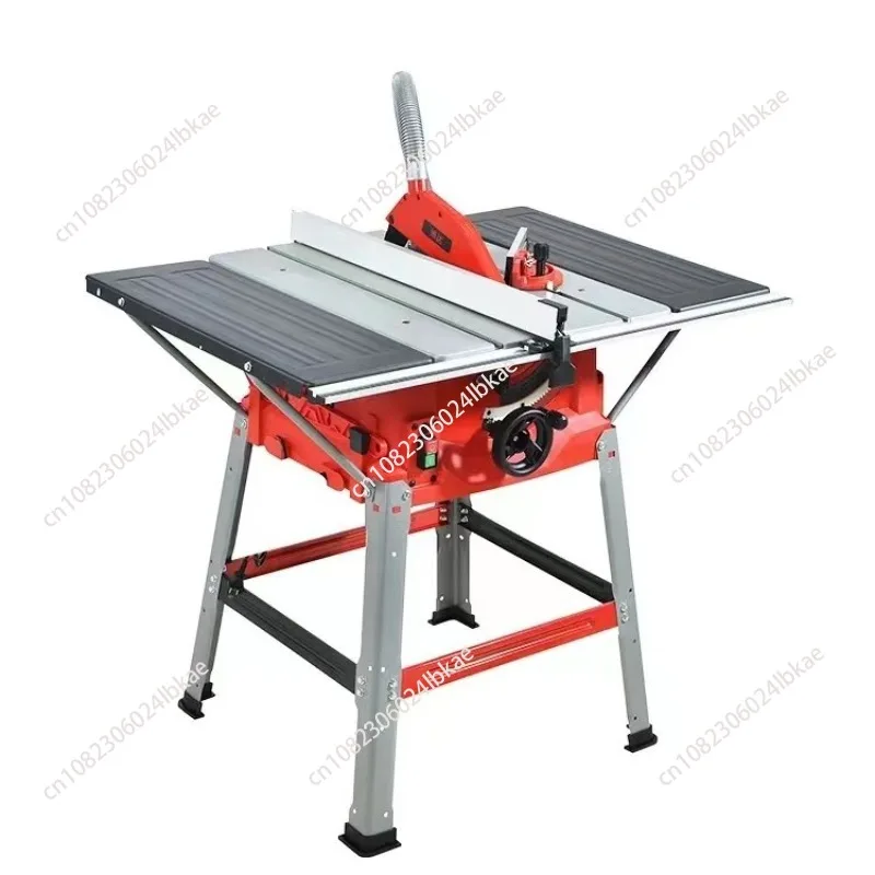 10 Inch Multifunctional Table Saw with Stand & Push Stick 5000RPM Adjustable Height 90° Cross Cut  0-45° Bevel  Dust