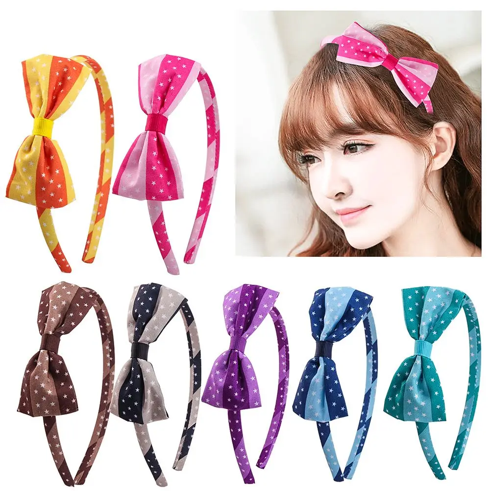 

7Pcs Fabric Headbands Women Hair Bands Printing Hoop Dots Stripe Bowknot Comfort Daily Wear Party Accessories Hair Care