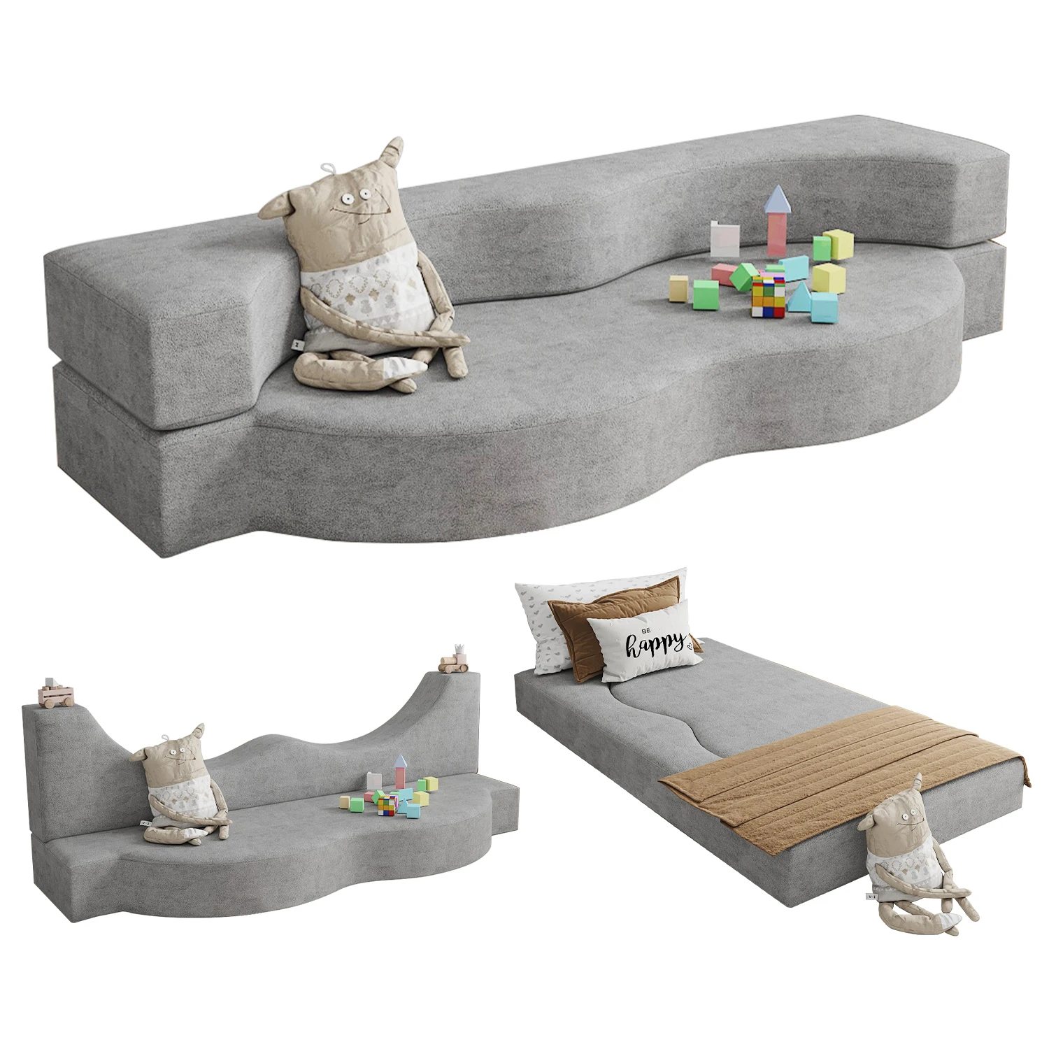 

Sleeper Playroom Foldable Chair Kids Couches 4pcs Modular Foam Toddler Ladder Play Bedroom Folding Sofa Bed Kids